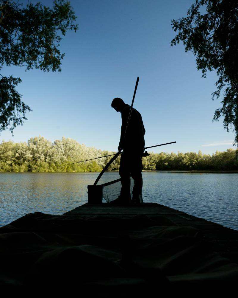 A summer carp in the net at first light after baiting up the afternoon before with boilie crumb and Response Pellets