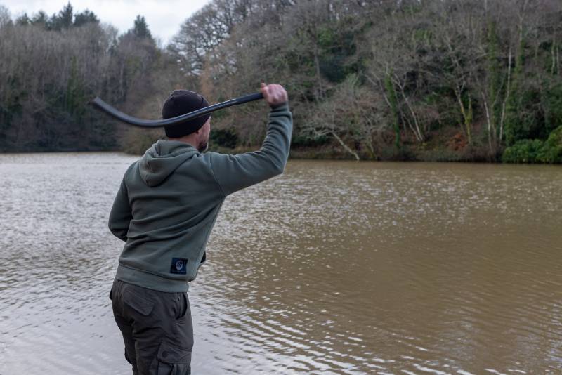 Baiting little and often with the throwing stick.